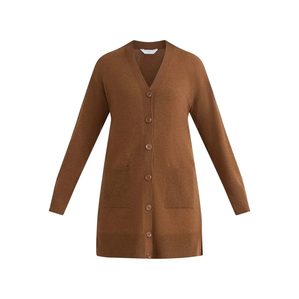 TIME &‎ TRU Classic Cardigan Sweater Plus Sz 22 Warm Coffee Brn Button Front NWT